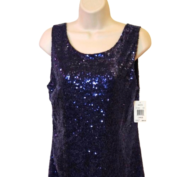 Crystal Doll Navy Blue Sequin Sleeveless Cocktail Dress, Large (Juniors), NWT - Picture 5 of 16